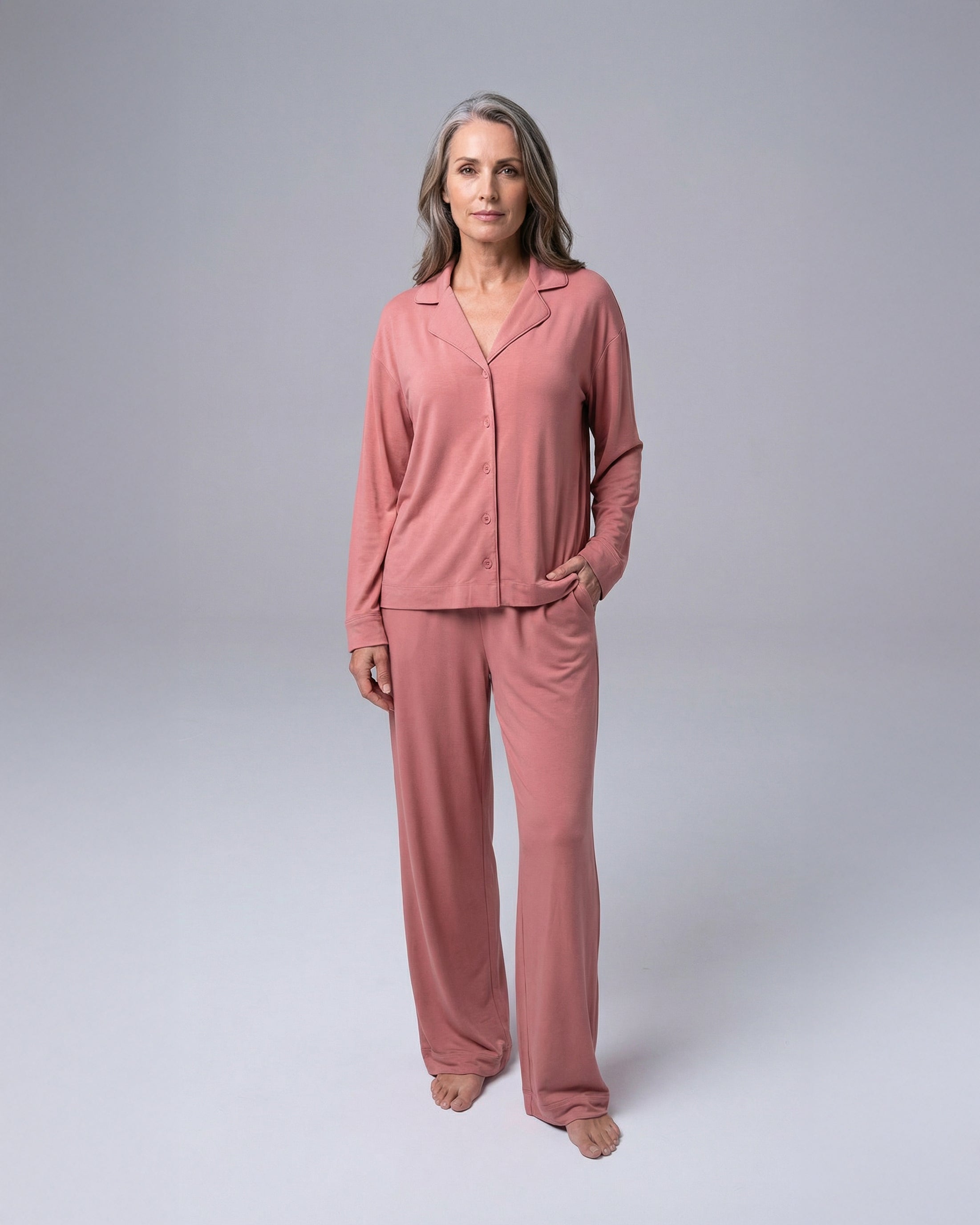 Whisper Soft Pyjamas Set med matchande scrunchie & hårband - Ash Rose